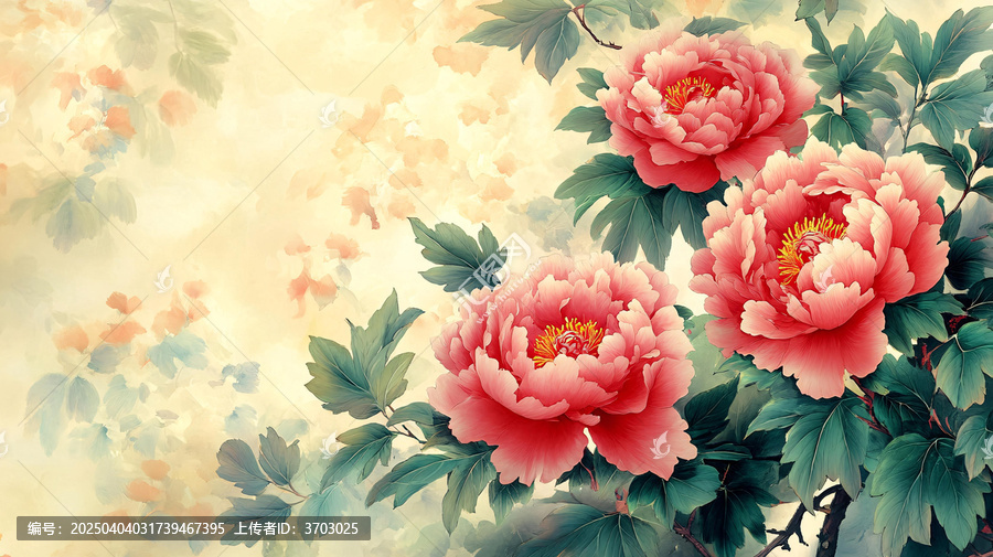 牡丹花壁畫壁紙