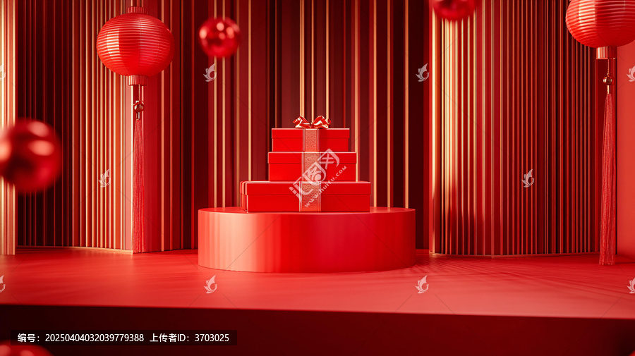 紅色立體場景