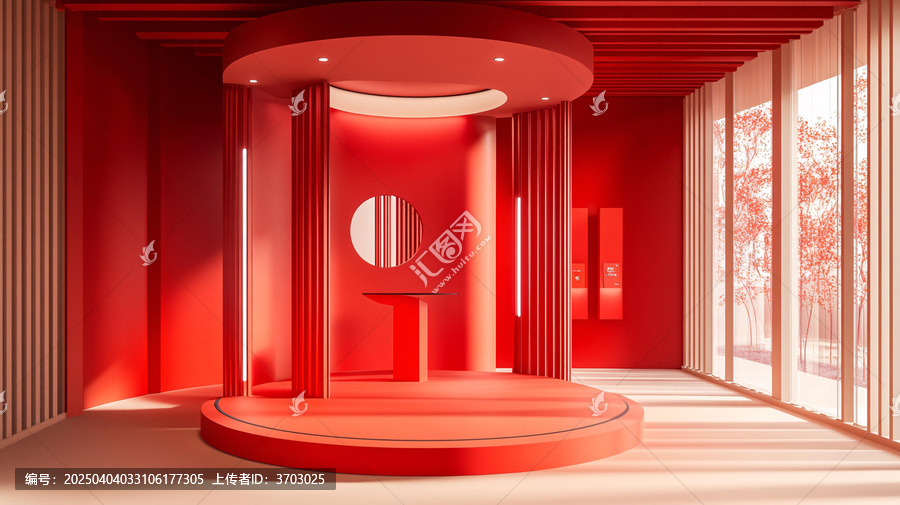 紅色圓形展臺(tái)