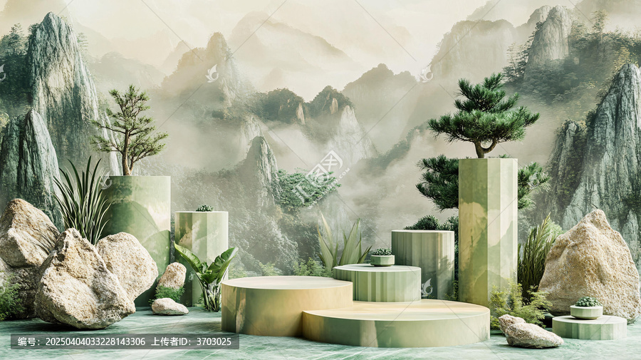 工裝山水背景