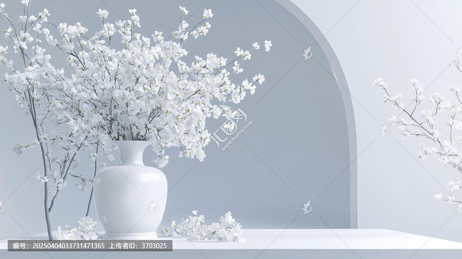 藍(lán)白撞色花藝素材