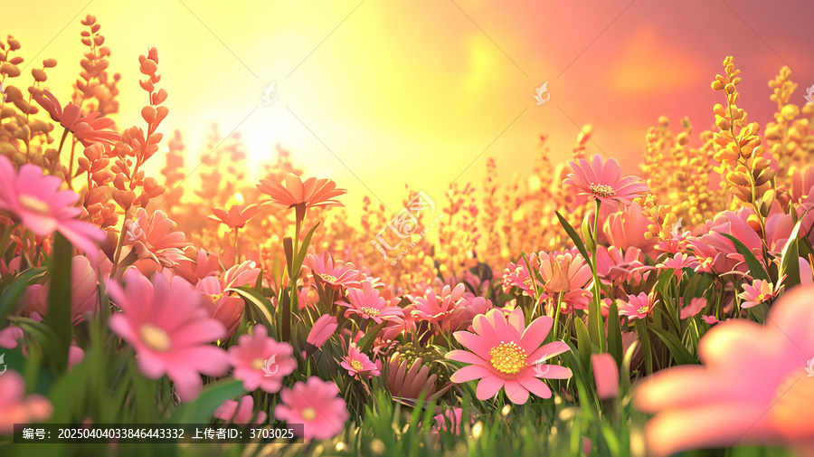 唯美夢幻花田場景