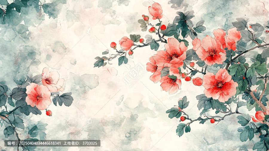水彩石榴花