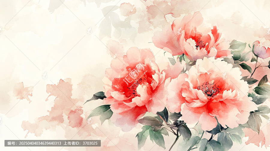 唯美風(fēng)水彩牡丹