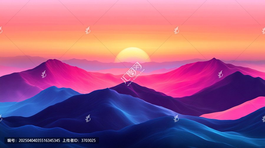 漸變色彩山水畫