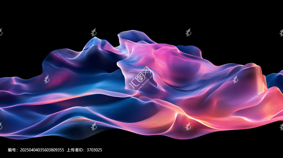 彩色線條水墨煙霧波浪