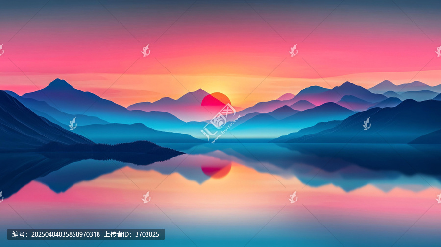 巨幅山水日出