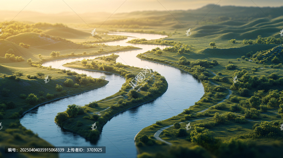 草原蜿蜒河流