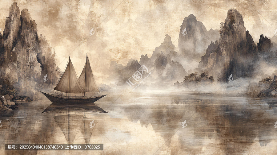 金色巨幅山水畫