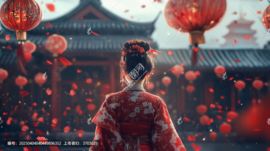 古風(fēng)美女過年