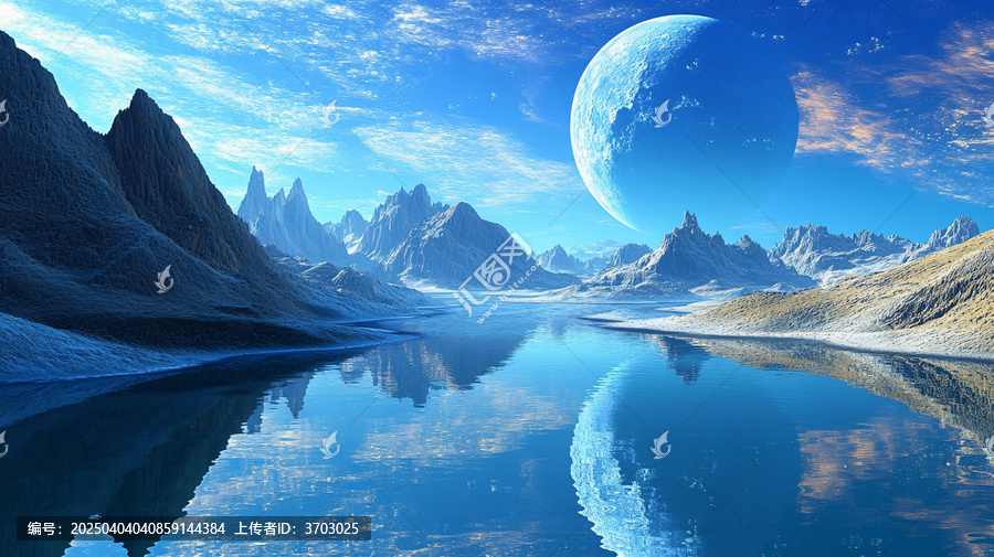 藍(lán)色夢(mèng)幻山水風(fēng)情
