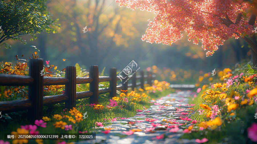 秋日花園小橋流水