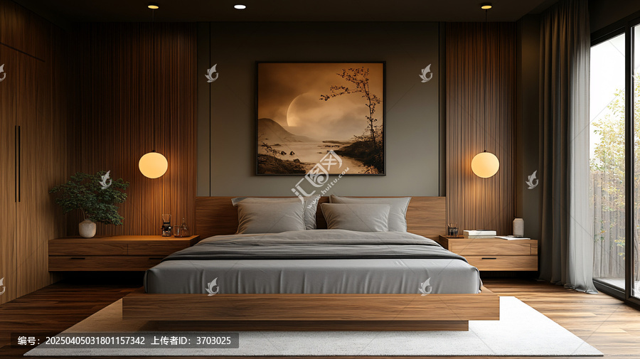 灰色床木質(zhì)床頭柜