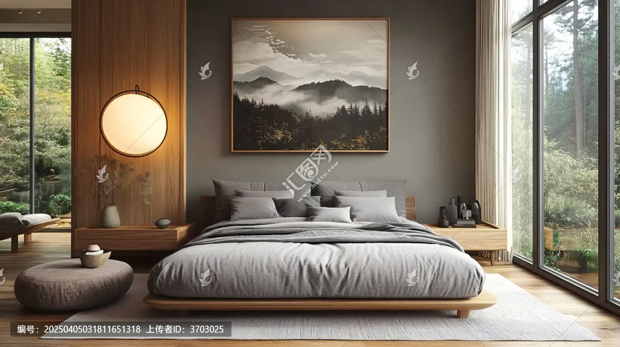 灰色床木質(zhì)床頭柜