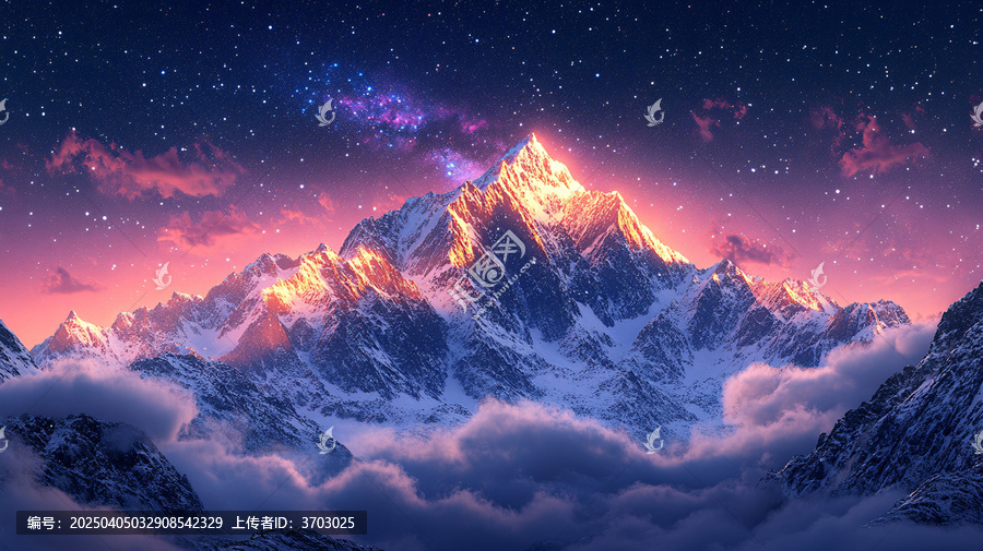 星空下的壯麗雪山