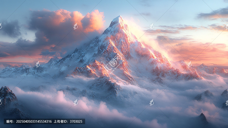 云霧中的雪山