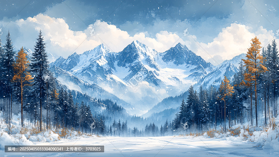 雪山云海雪林