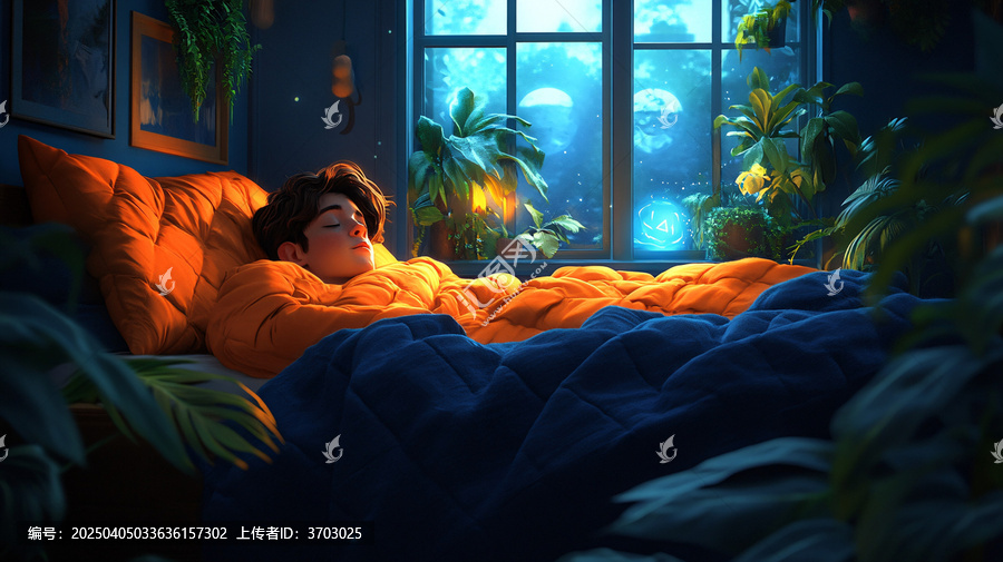 未來的臥室舒適睡眠場景插圖