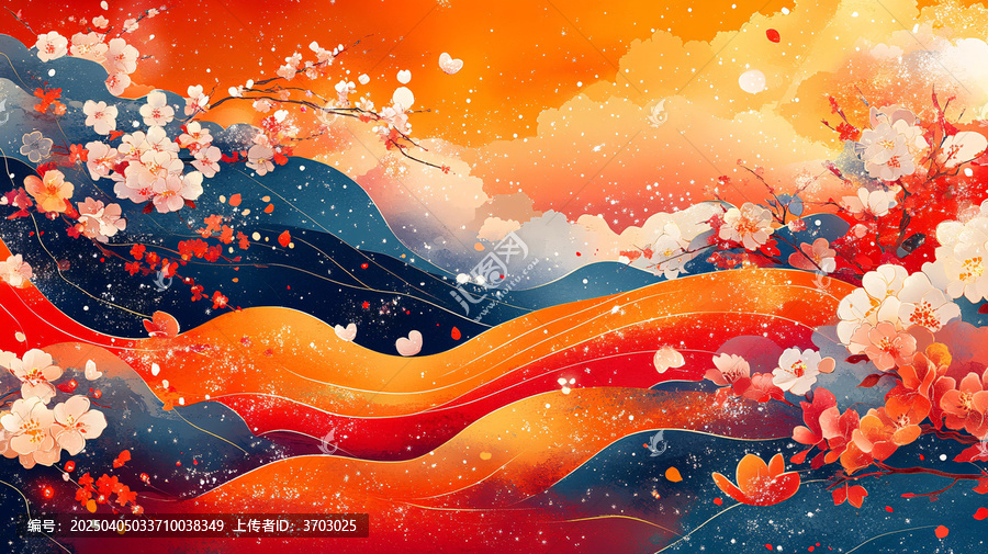 春節(jié)花紋彩帶圖案