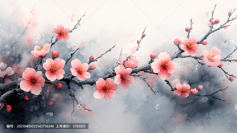 櫻花水墨簡約圖