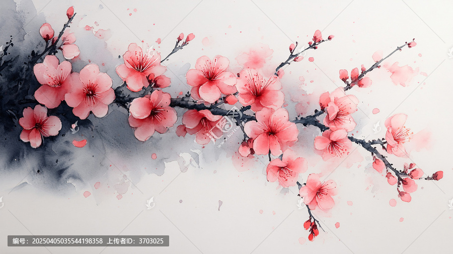 櫻花水墨簡約圖