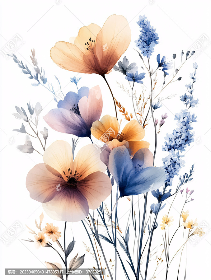輕柔花束水彩畫