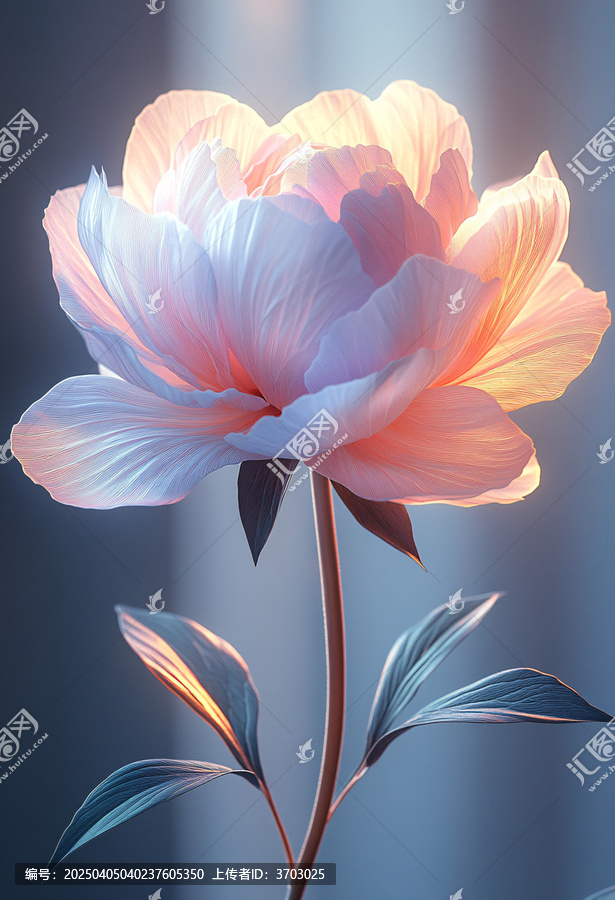 粉藍(lán)漸變牡丹花