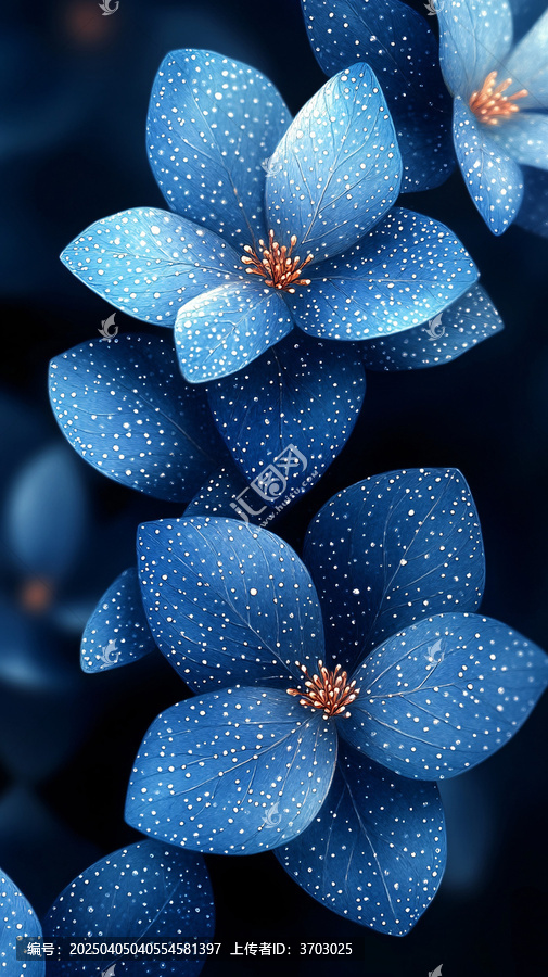 藍(lán)色花朵水滴圖案