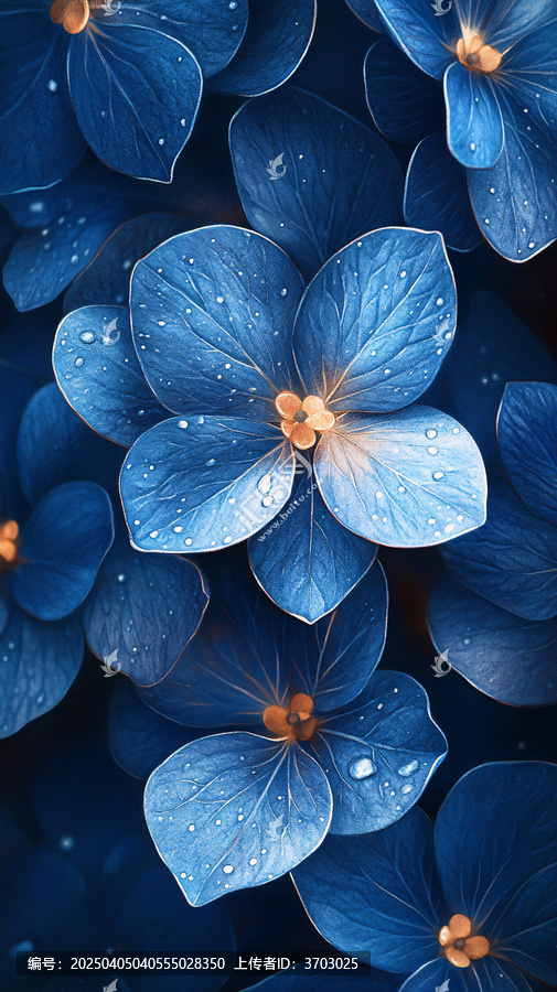 藍(lán)色花朵水滴圖案