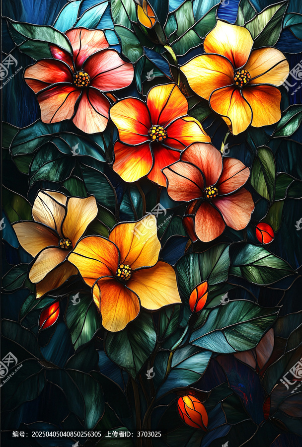 彩色玻璃花朵