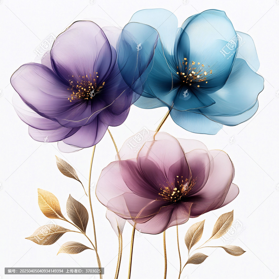 深紫漸變花枝