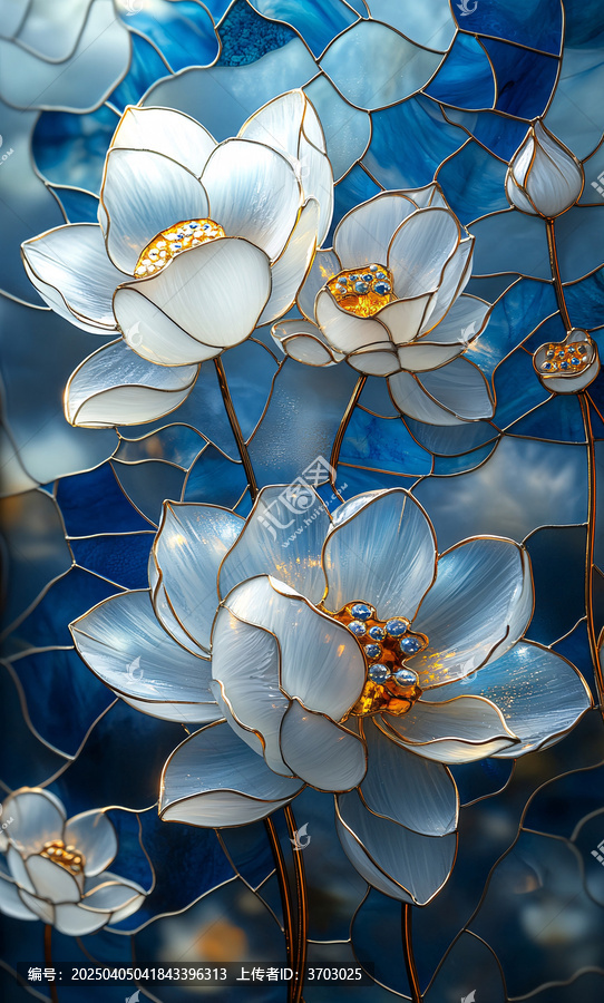 白蓮玻璃花紋