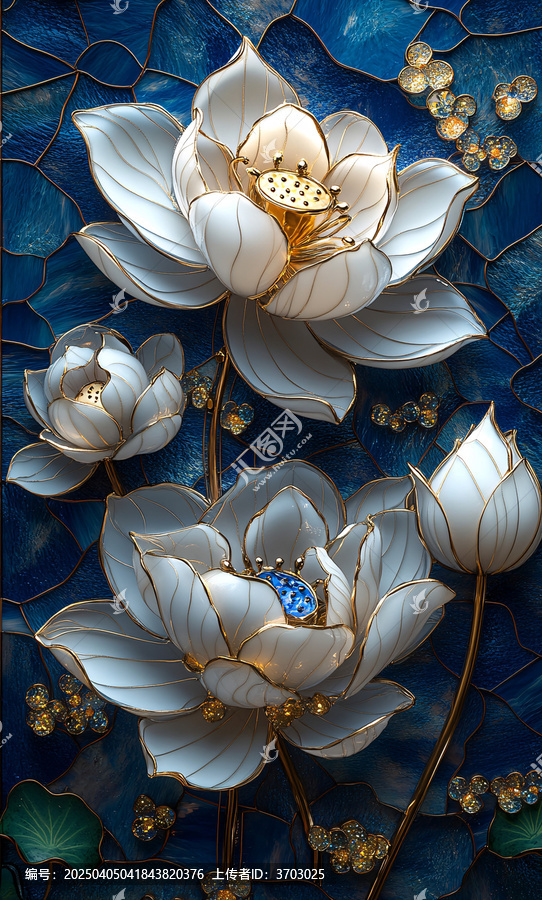 白蓮玻璃花紋