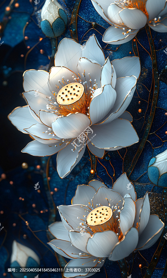 白蓮玻璃花紋