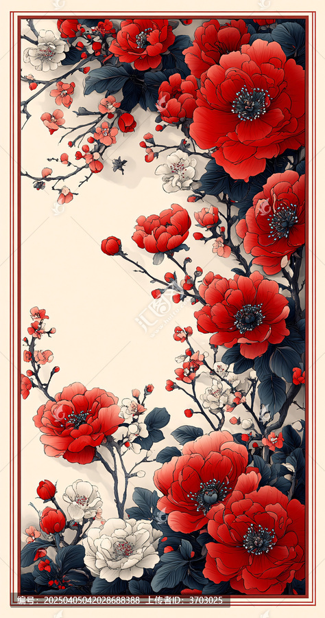 紅色花卉邊框