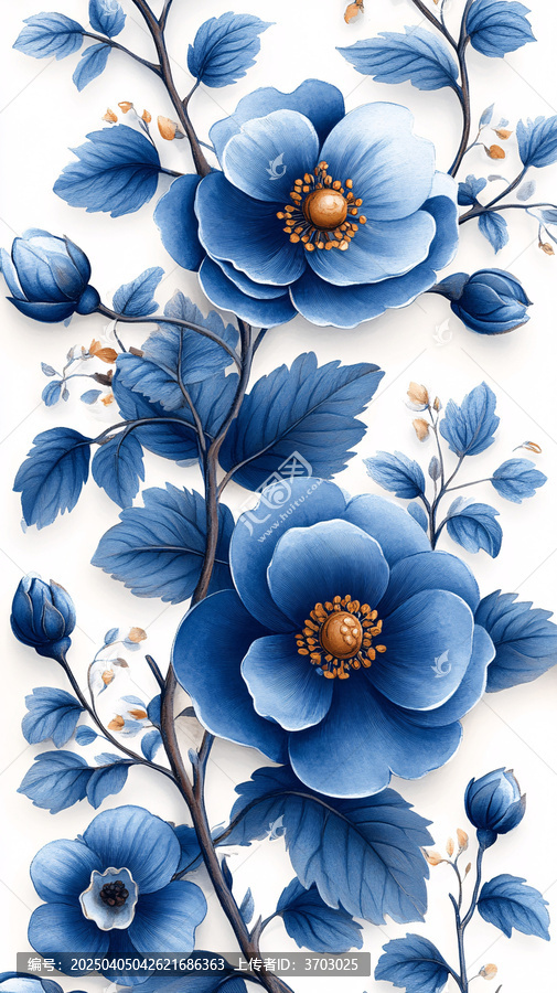 白藍(lán)花朵圖案集