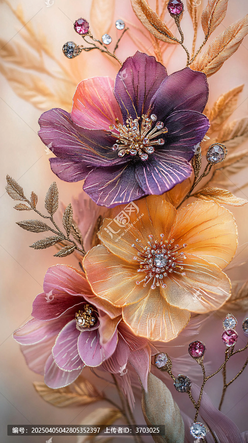 三朵精致布藝花朵