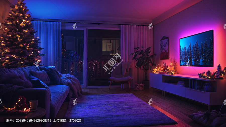 圣誕客廳電視夜景