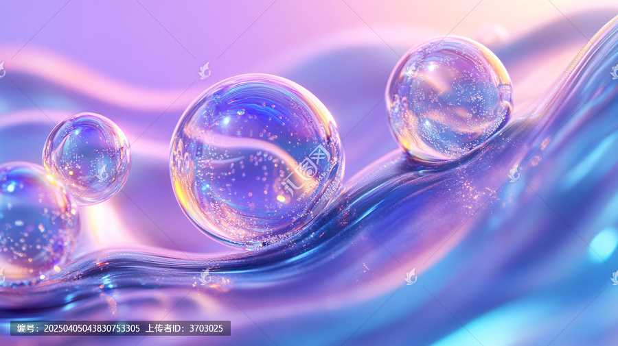 藍(lán)紫漸變氣泡波浪線