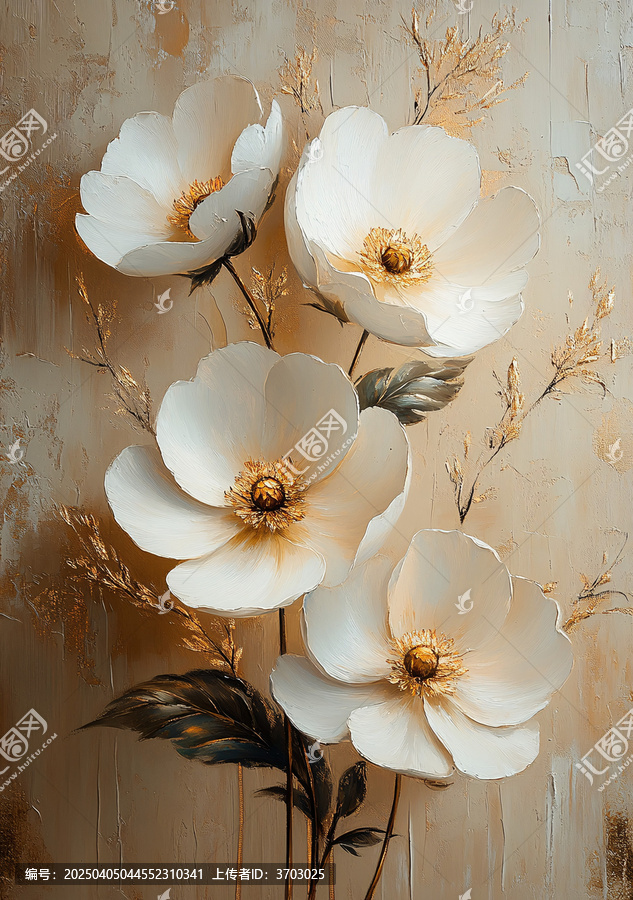 白金花油彩畫