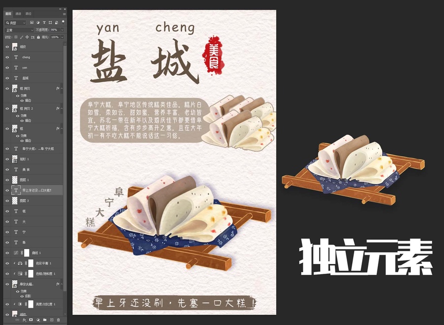 鹽城特產(chǎn)美食插畫海報(bào)