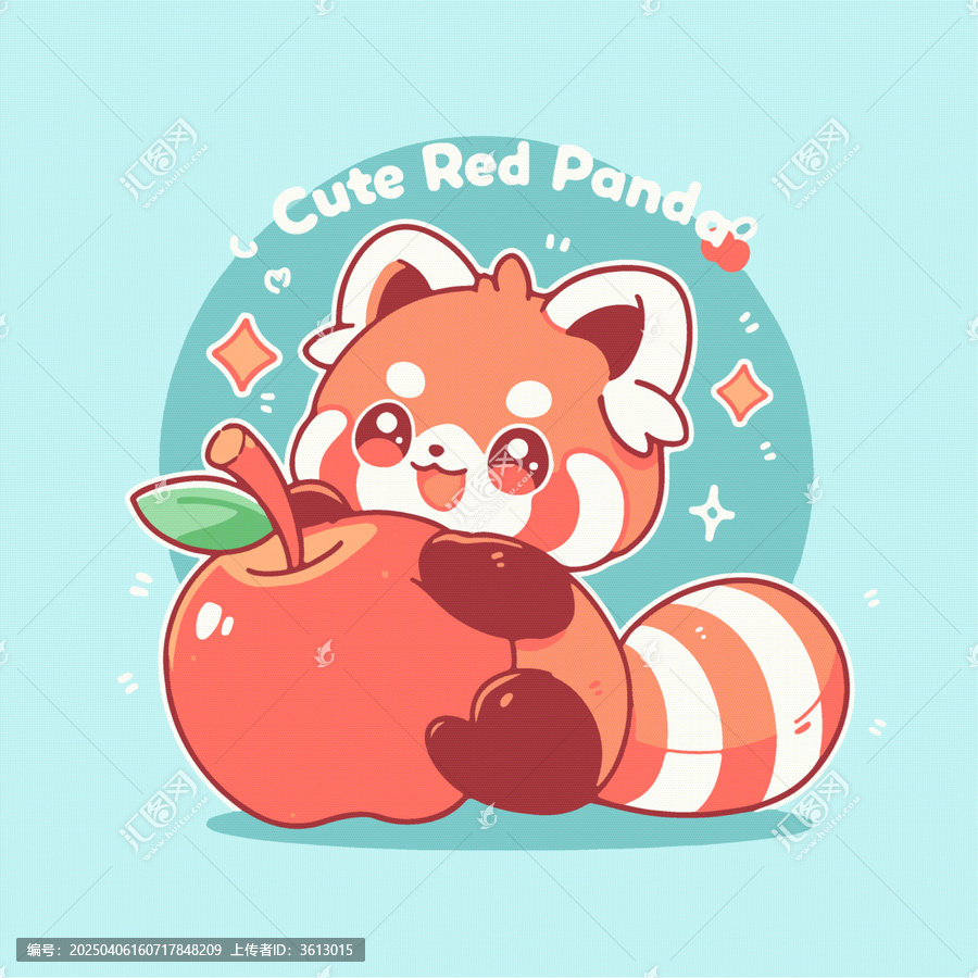 抱蘋(píng)果的小熊貓