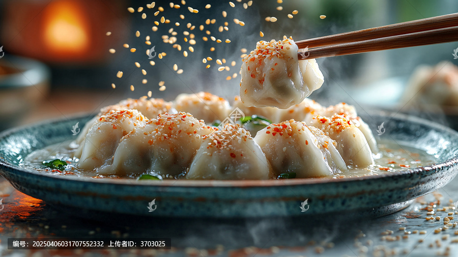 芝麻飛舞的抓餃瞬間