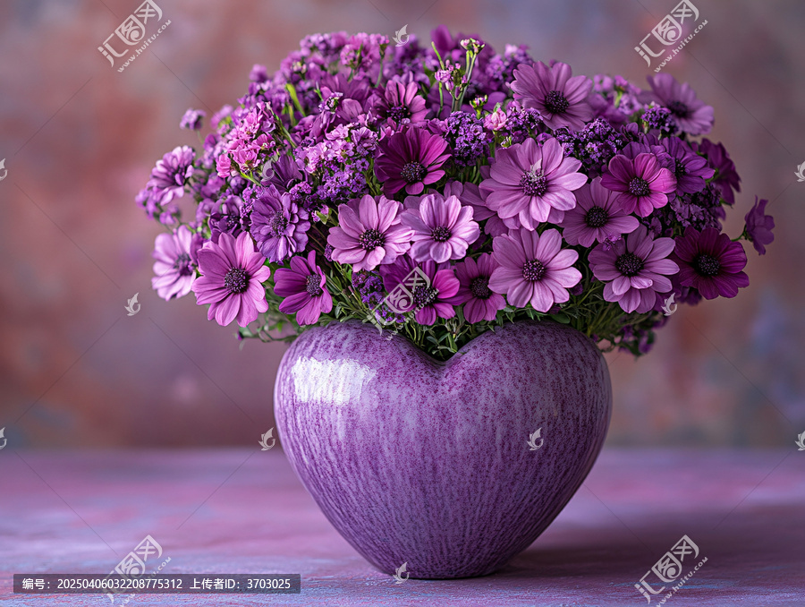 紫色花朵紫心花瓶