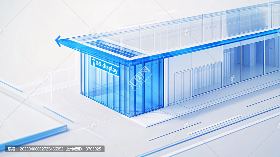 藍(lán)色玻璃建筑箭頭