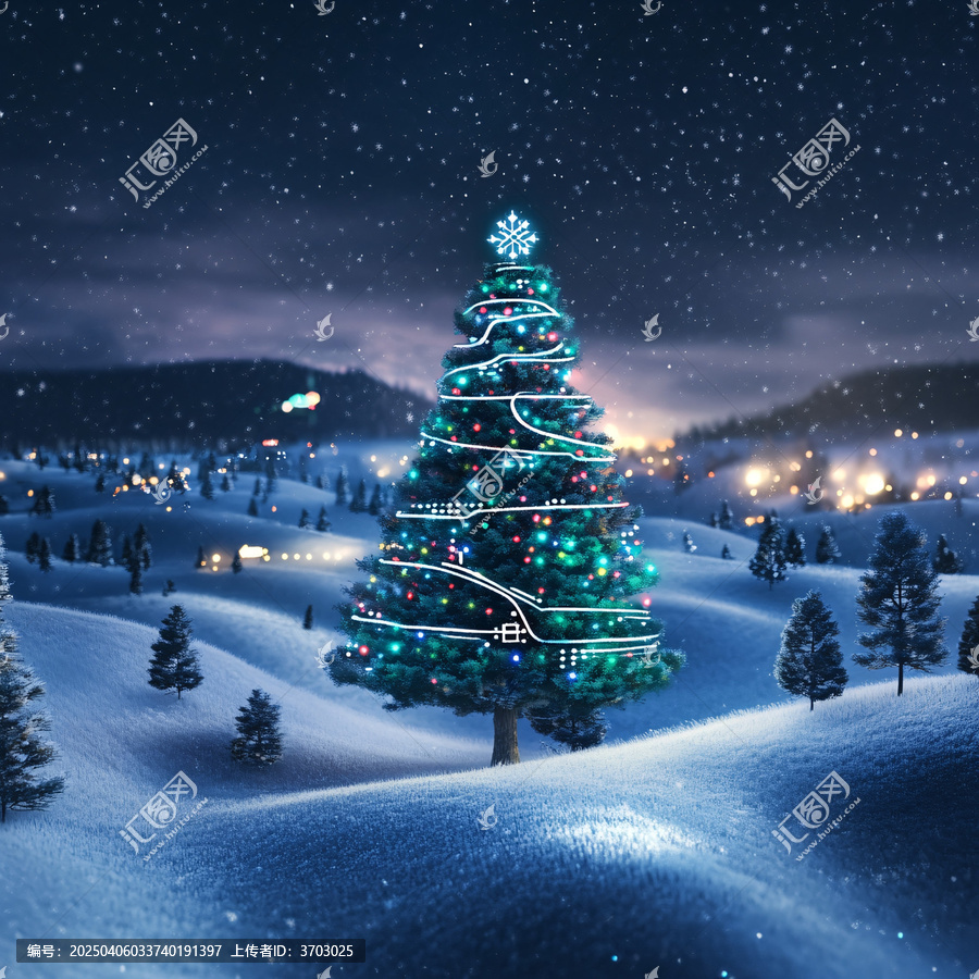 雪景中的網絡安全圣誕樹