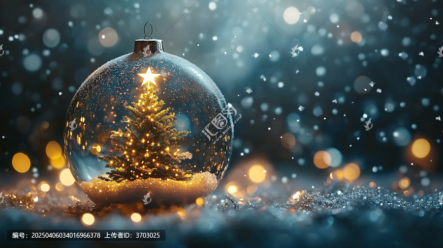 圣誕球圣誕樹雪景