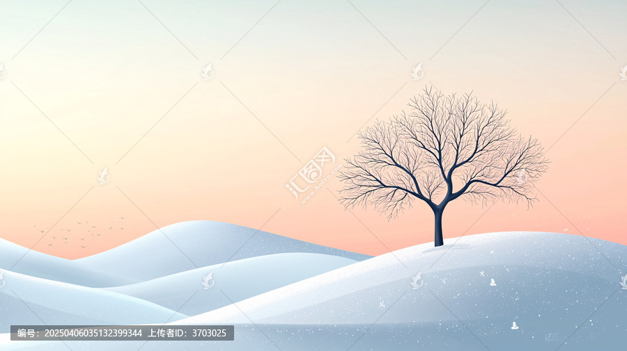 雪坡樹影