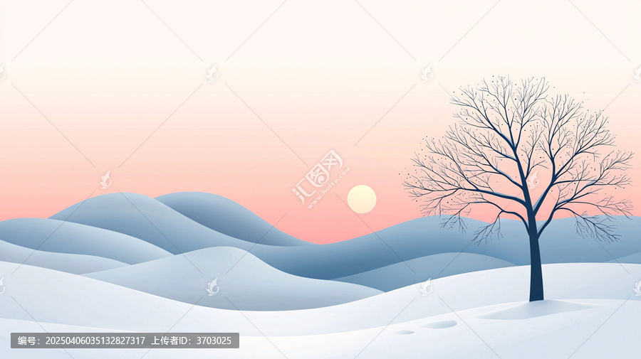 雪坡樹影