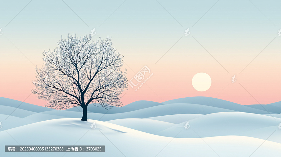雪坡樹影